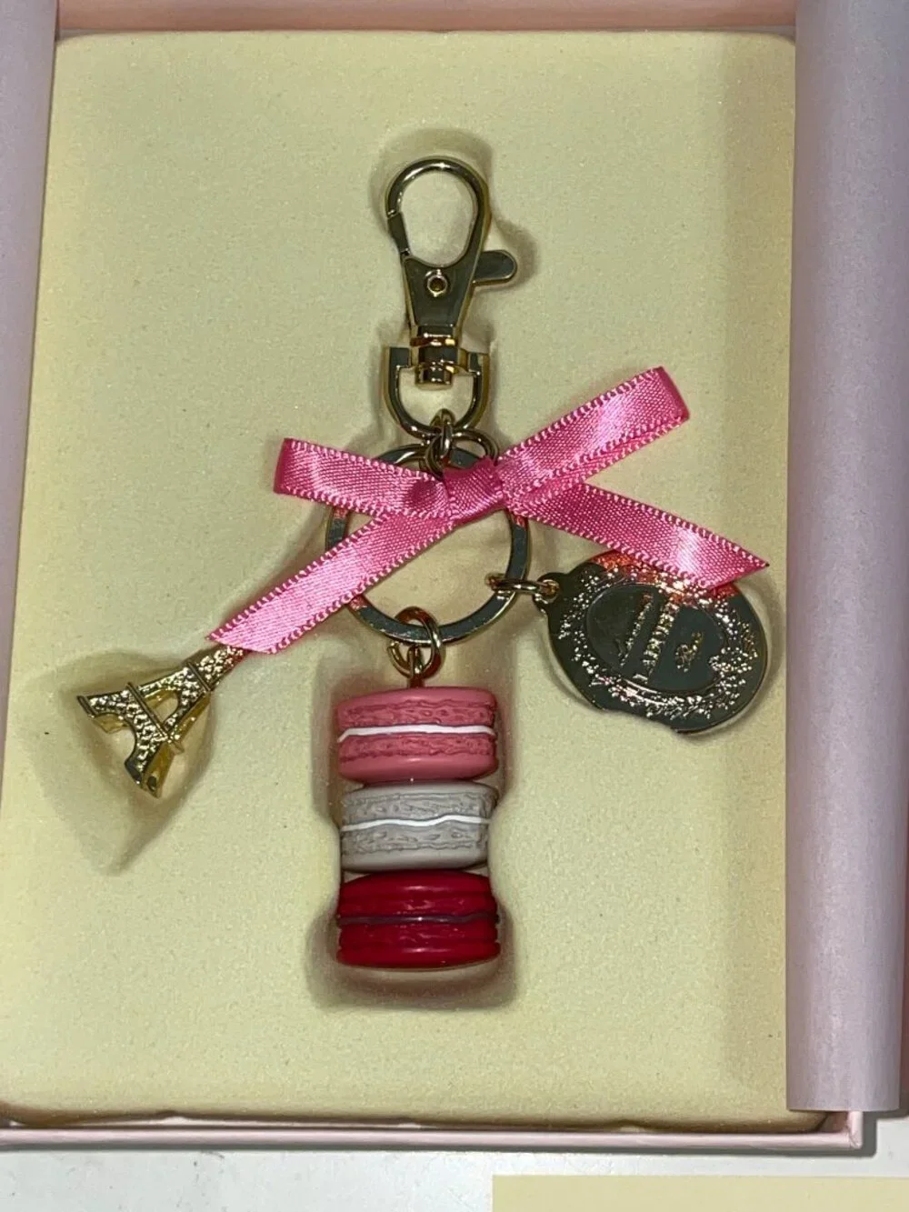 LADUREE Paris Macaron keychain bag charm Eiffel Tower New in Box